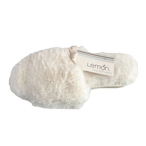 Lemon‎ Brand Slippers NWT Faux Fur Powder White Style L-9022 - Picture 3 of 6